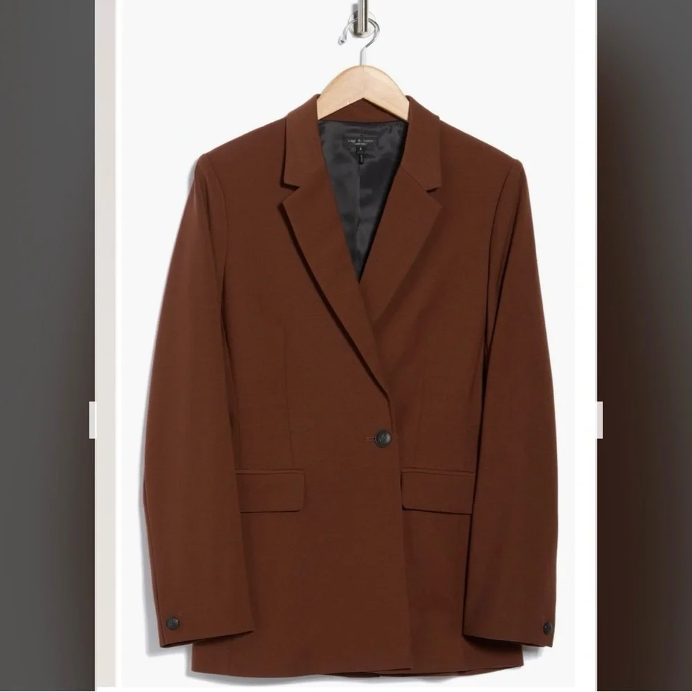rag & bone Roxanne Wool Blend Blazer in Dark Brown Size 4
